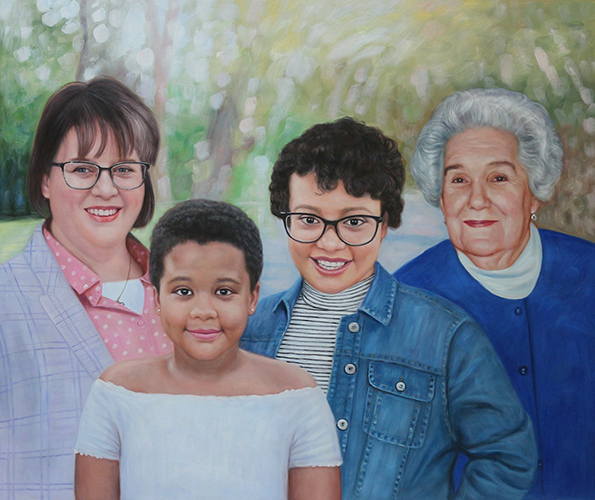 Portrait painting of a family