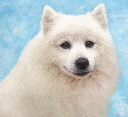 Painting of a white dog